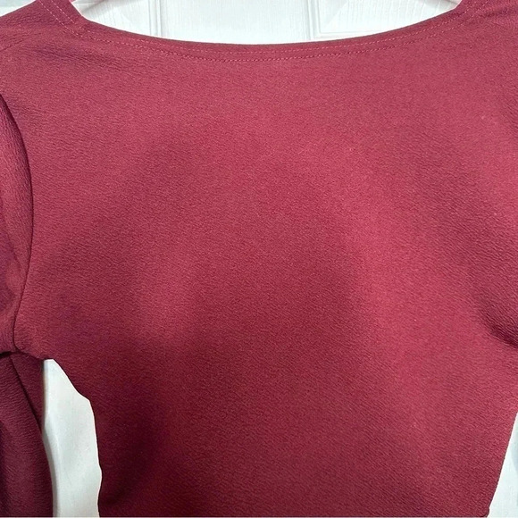 Shein EZwear Bell Sleeve Self-Tie Crop Top Burgundy  Size Medium - Picture 16 of 16